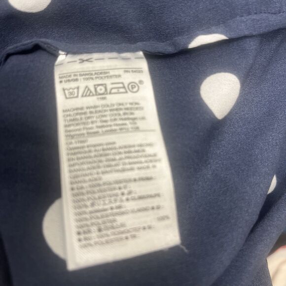 BANANA REPUBLIC Women's Polka Dot Sheer Bell Sleeve Top Blouse Blue/White Large - Picture 7 of 9